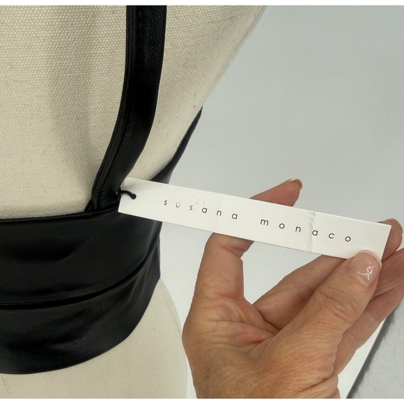 NWT Susana Monaco Faux Leather Bralette Top in Black Sz Small $118 - Picture 6 of 8